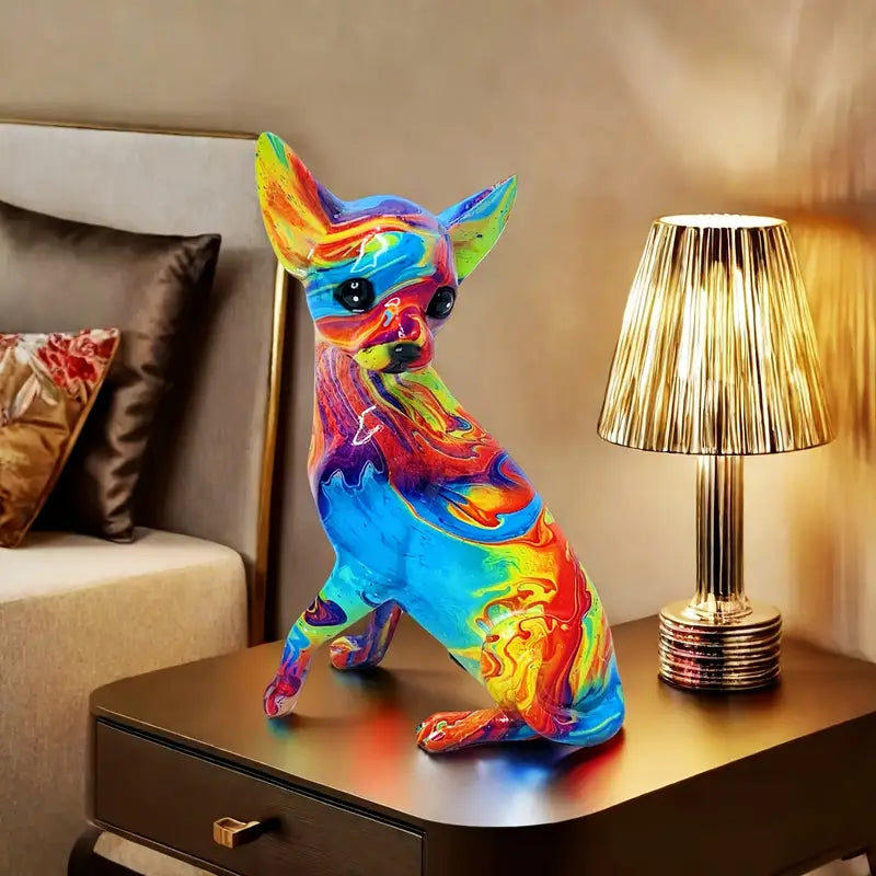Vibrerande Resin Chihuahua Bordslampa