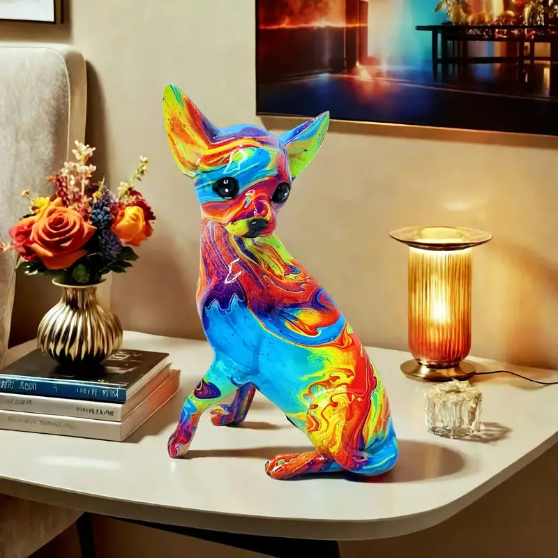 Vibrerande Resin Chihuahua Bordslampa
