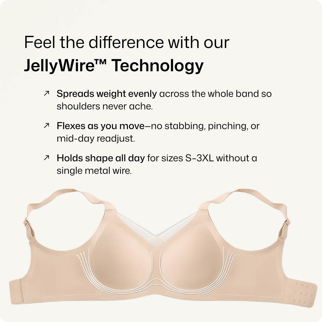 Trådlös scalloped jacquard–behå med justerbar främre stöd