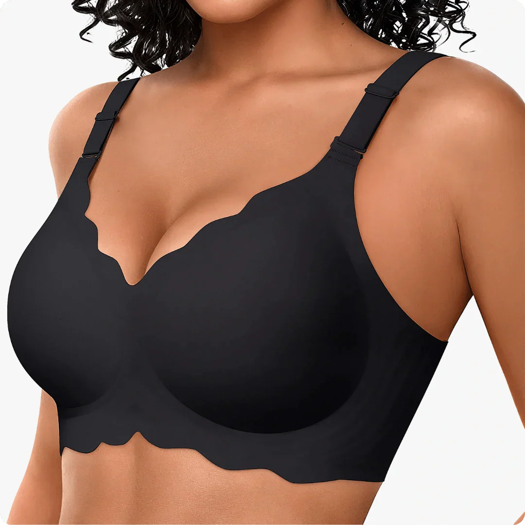 Trådlös scalloped jacquard–behå med justerbar främre stöd