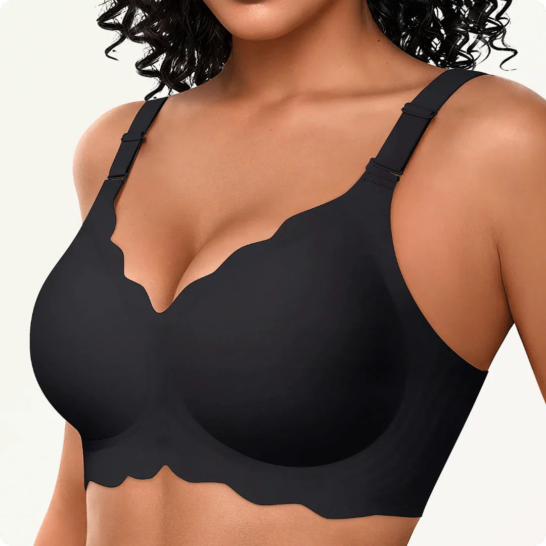 Trådlös scalloped jacquard–behå med justerbar främre stöd