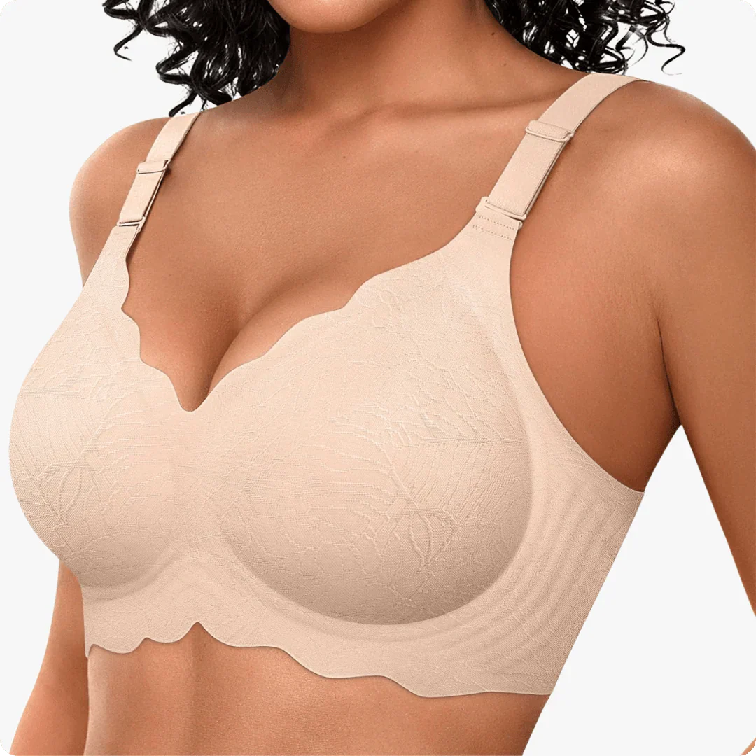 Trådlös scalloped jacquard–behå med justerbar främre stöd