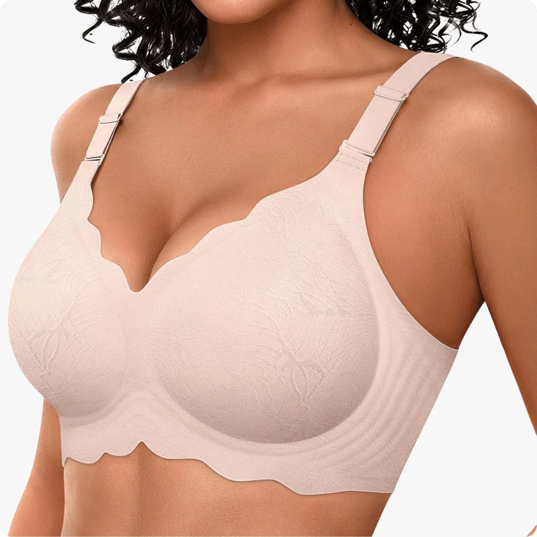 Trådlös scalloped jacquard–behå med justerbar främre stöd