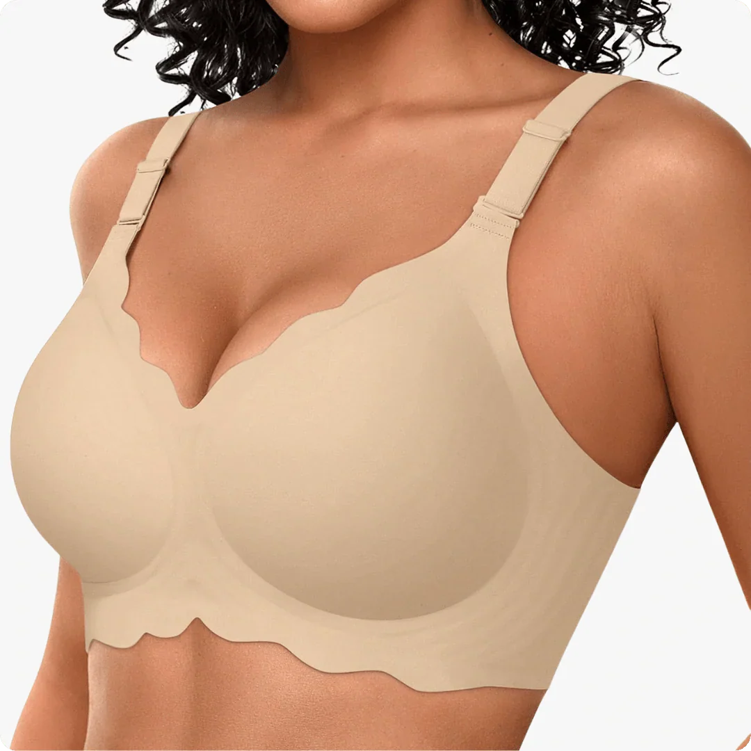 Trådlös scalloped jacquard–behå med justerbar främre stöd