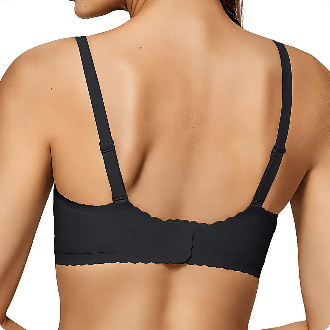 Trådlös djup V-ringad mesh push-up-bh