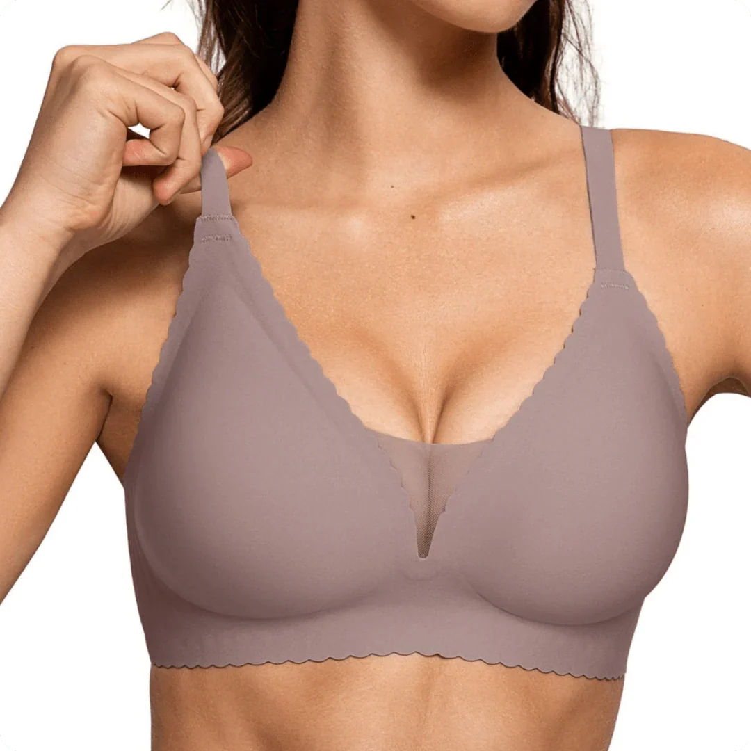 Trådlös djup V-ringad mesh push-up-bh