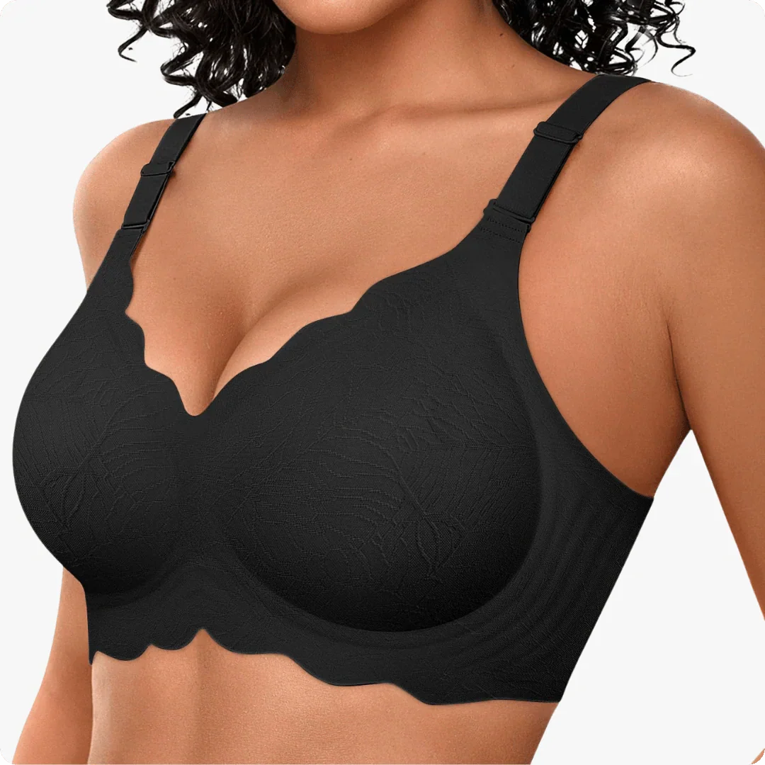 Trådlös scalloped jacquard–behå med justerbar främre stöd