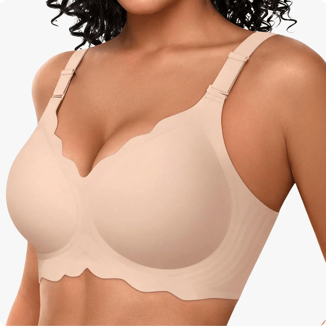 Trådlös scalloped jacquard–behå med justerbar främre stöd